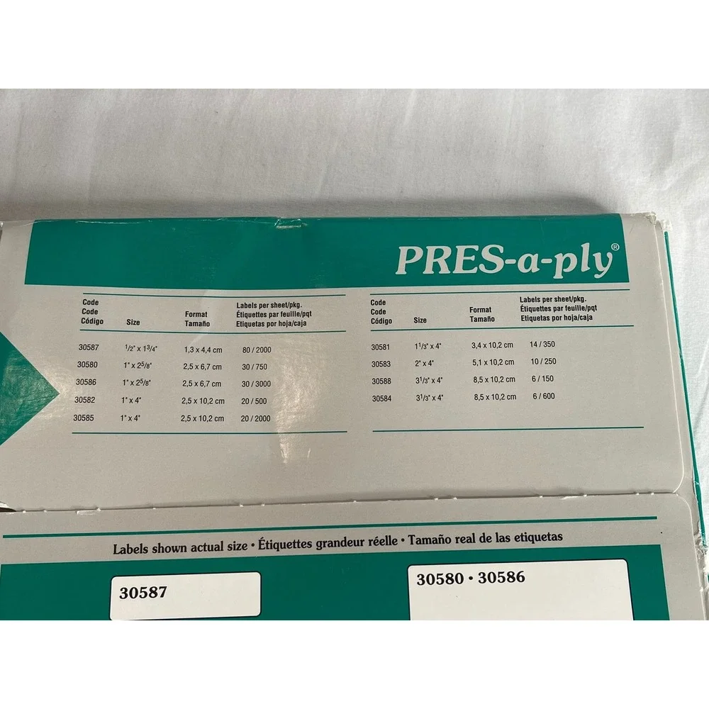 PRES-a-ply 30585 White Ink Jet Labels 1 x 4 Inch 2000 Count 100 Sheets Permanent